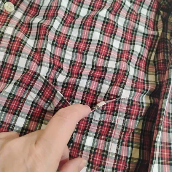 Chaps Red and White Plaid Button Down Shirt - Picture 3 of 10